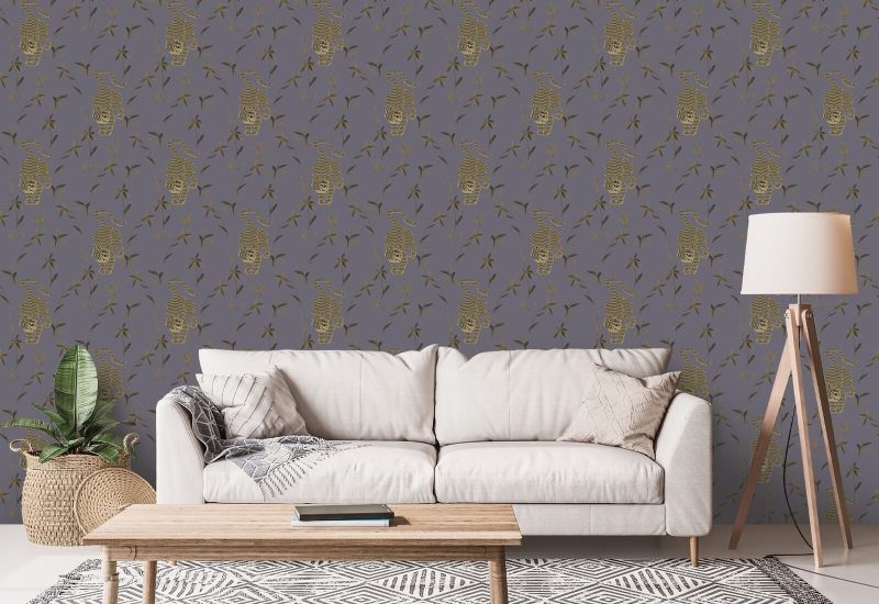 Tigre qui traque Papier peint Dusk Lavender