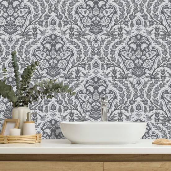 Grand pouf Papier peint Greys