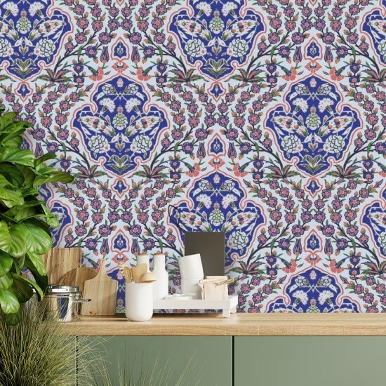 Ottoman Stor Blues & Coral Bakgrunn