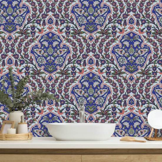 Grand pouf Papier peint Blues & Coral