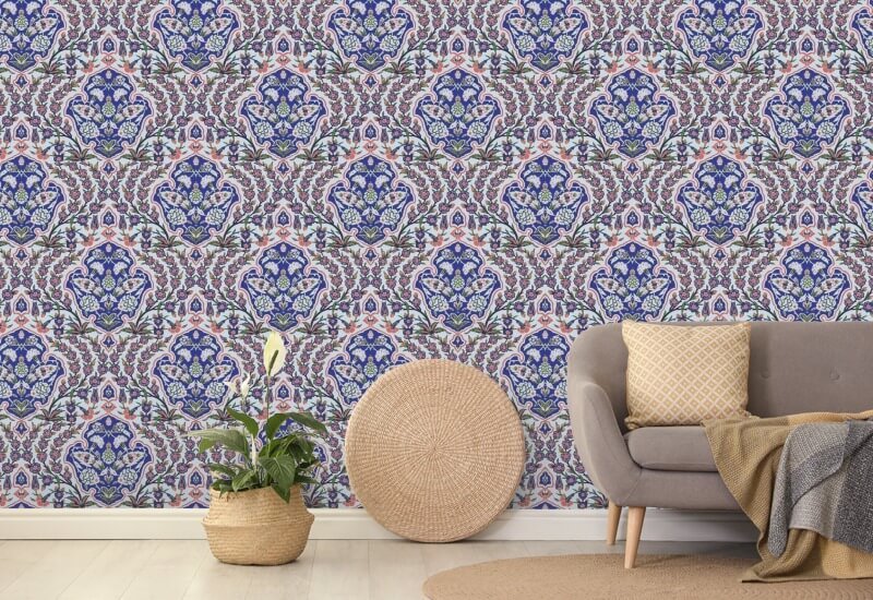 Grand pouf Papier peint Blues & Coral