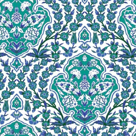 Grand pouf Papier peint Turquoise