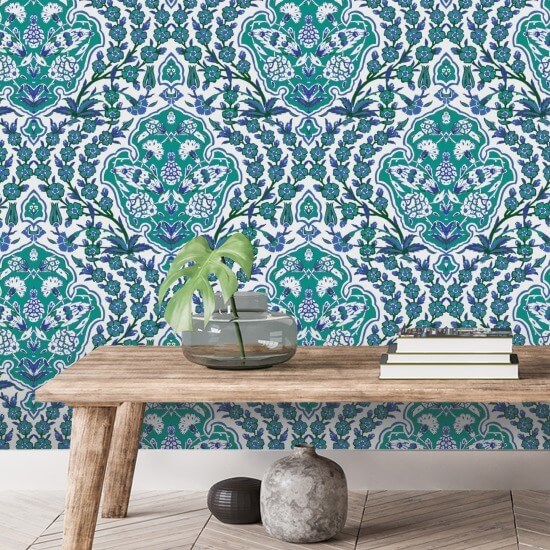 Ottomaans groot Turkoois behang