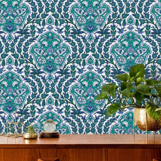 Otomano Grande Papel de parede turquesa