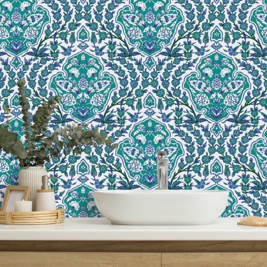 Otomana grande Papel pintado turquesa