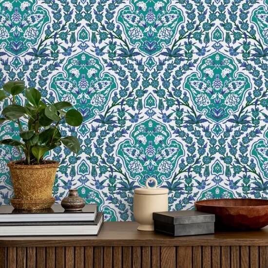 Otomano Grande Papel de parede turquesa