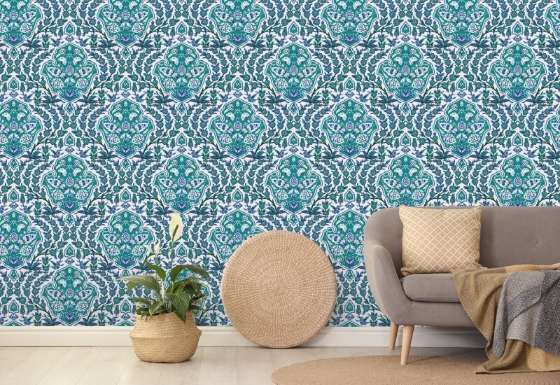 Ottomaans groot Turkoois behang