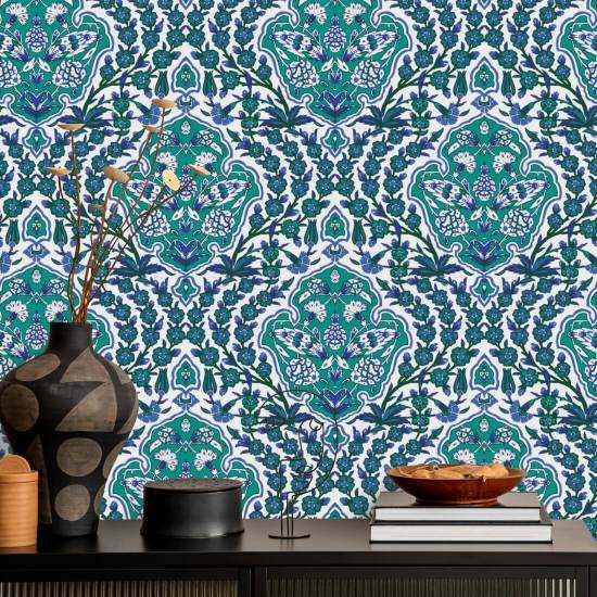 Otomana grande Papel pintado turquesa