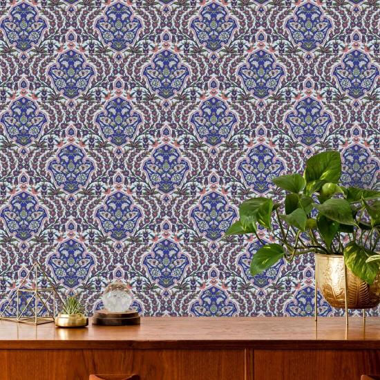 Ottoman Small Blues & Coral Wallpaper