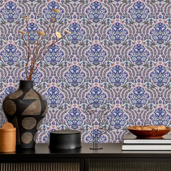 Petit pouf Papier peint Blues & Coral