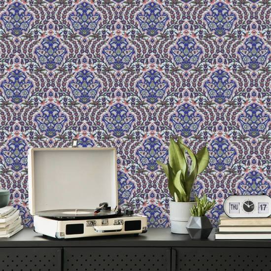 Petit pouf Papier peint Blues & Coral