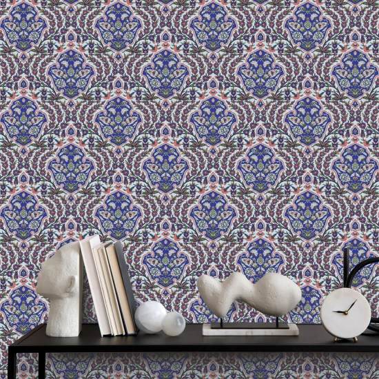 Ottoman Small Blues & Coral Wallpaper
