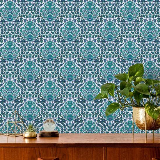 Petit pouf Papier peint Turquoise