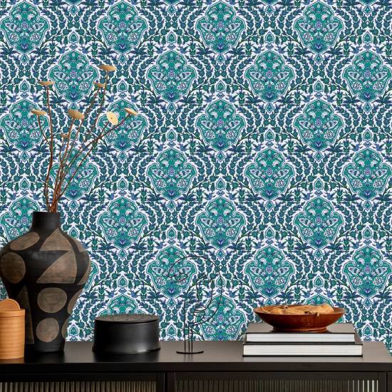 Otomana pequeña Papel pintado turquesa