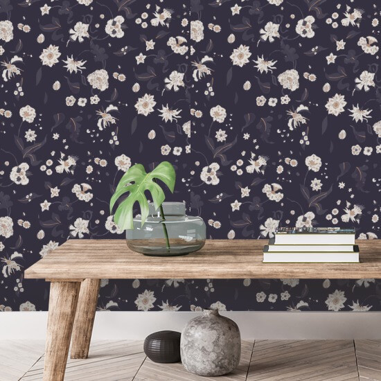 Floral Bliss Currant Wallpaper