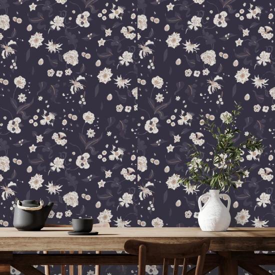 Floral Bliss Currant Wallpaper