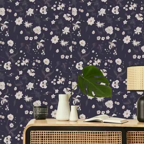 Floral Bliss Currant Wallpaper