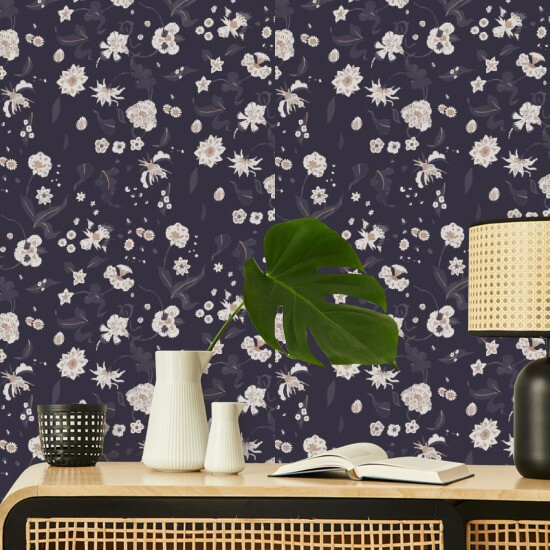 Floral Bliss Currant Wallpaper