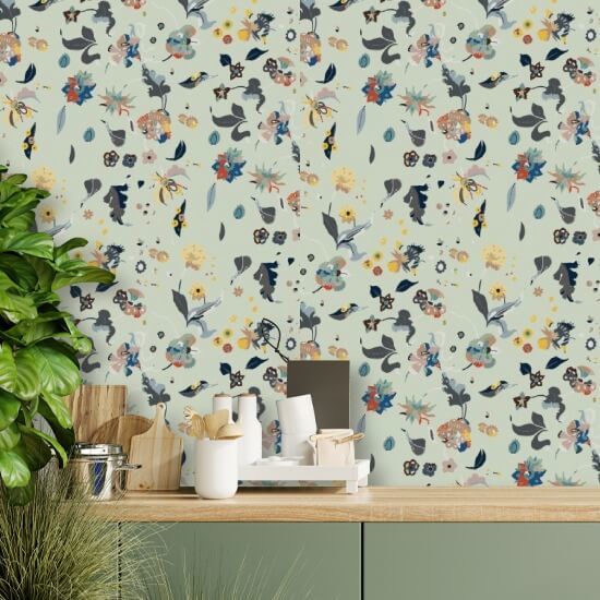 Bloemengelukzaligheid Gemengd behang