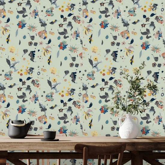 Bloemengelukzaligheid Gemengd behang