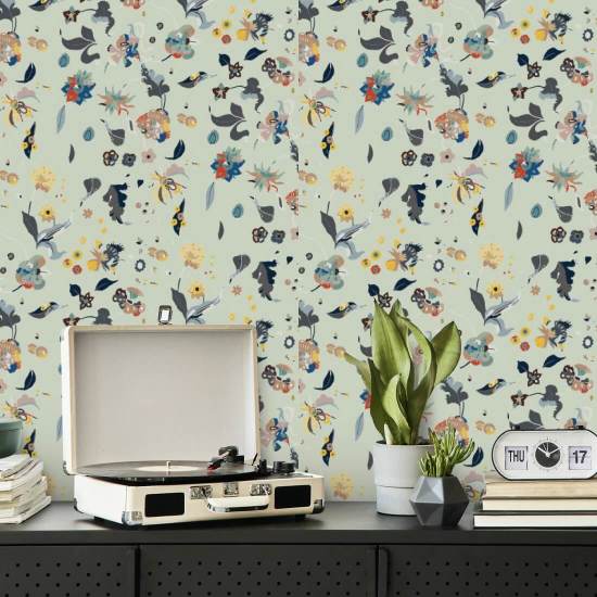Bonheur floral Papier peint mixte