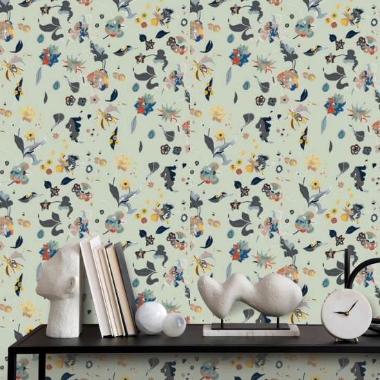 Bonheur floral Papier peint mixte