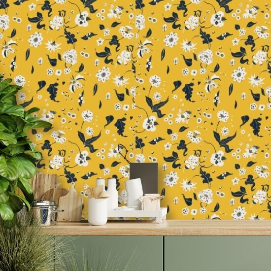 Bonheur floral Papier peint Saffron