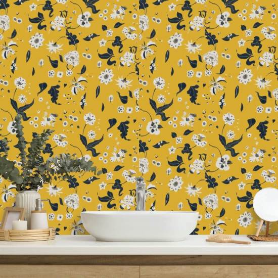 Floral Bliss Safran Baggrund