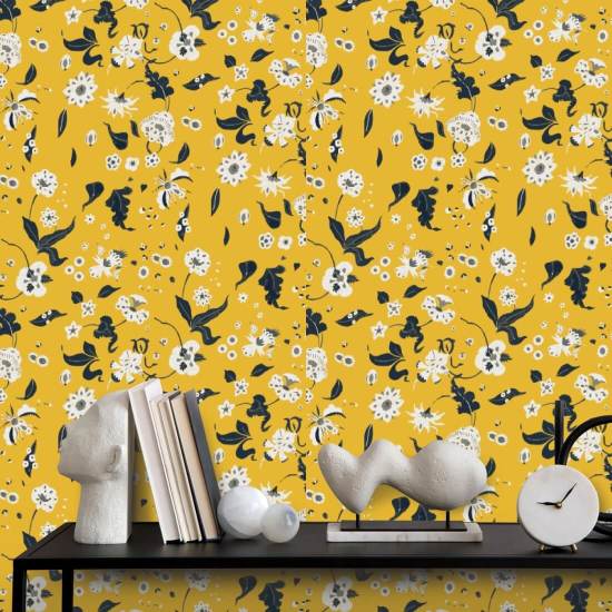 Bonheur floral Papier peint Saffron