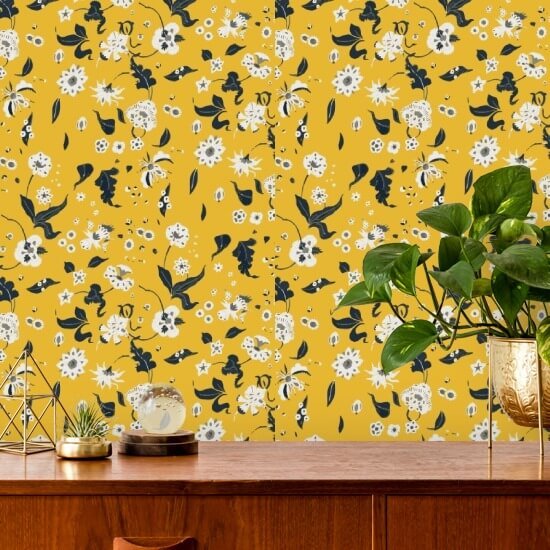 Floral Bliss Saffron Bakgrunn