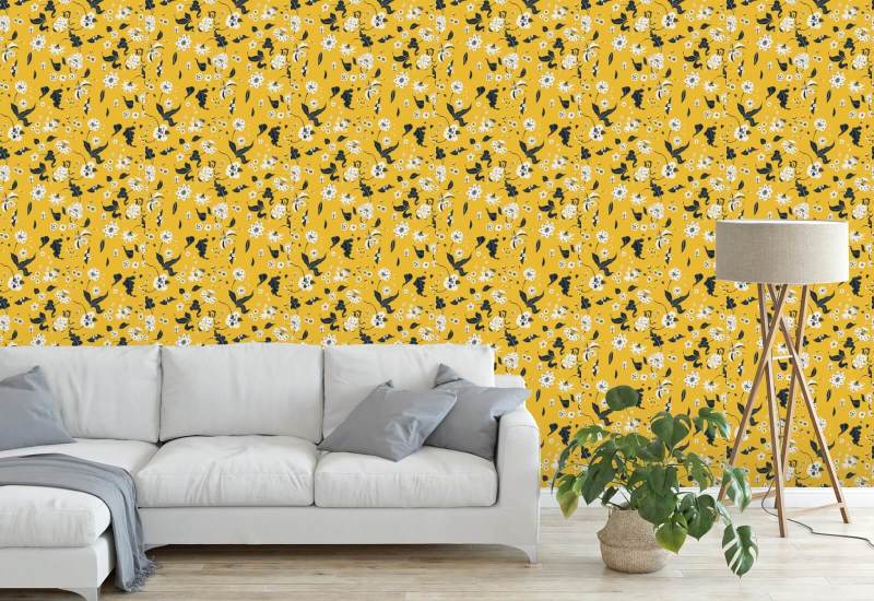 Bloemengelukzaligheid Saffraanbehang
