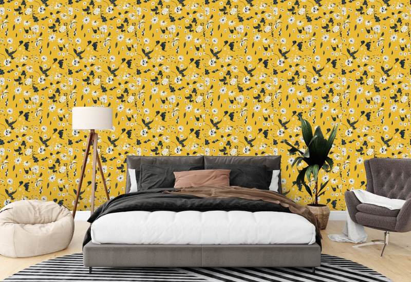 Bloemengelukzaligheid Saffraanbehang