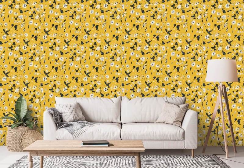 Floral Bliss Saffron Bakgrunn