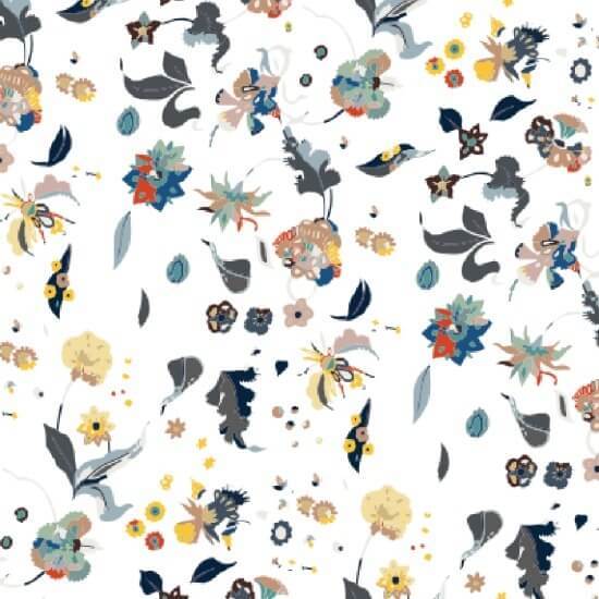 Bonheur floral Papier peint blanc