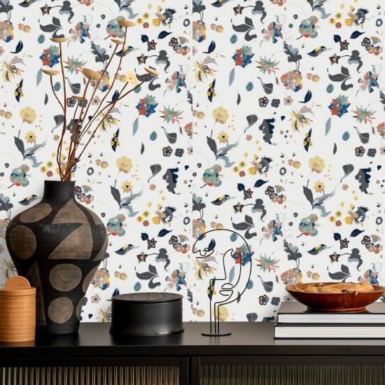 Floral Bliss Hvit Bakgrunn