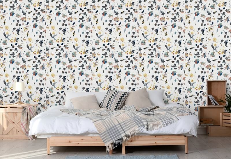 Floral Bliss White Wallpaper