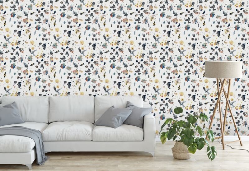 Floral Bliss White Wallpaper