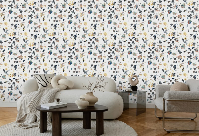 Floral Bliss Vit Bakgrund