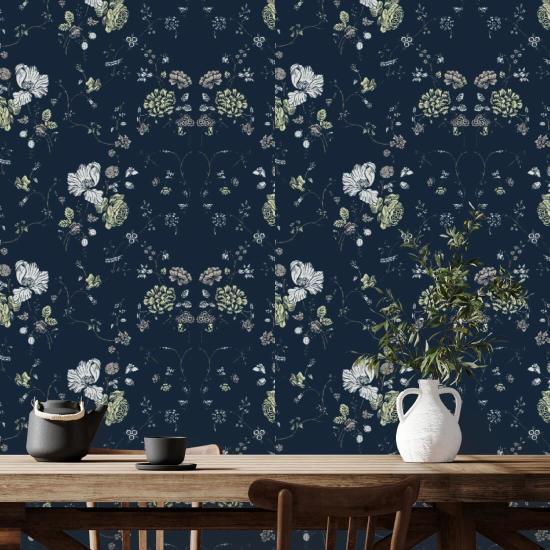 Dentelle florale Papier peint Deep Sea