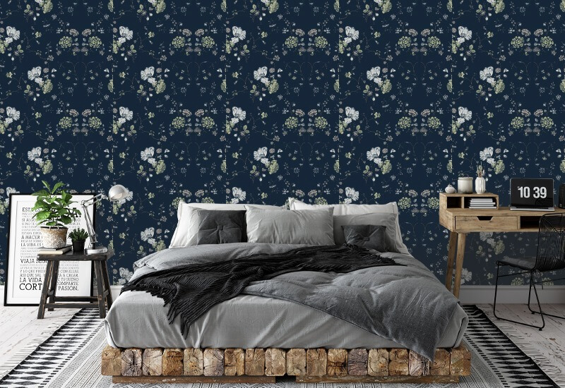 Dentelle florale Papier peint Deep Sea