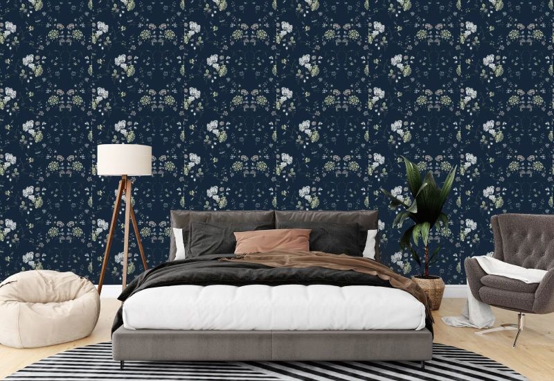 Dentelle florale Papier peint Deep Sea