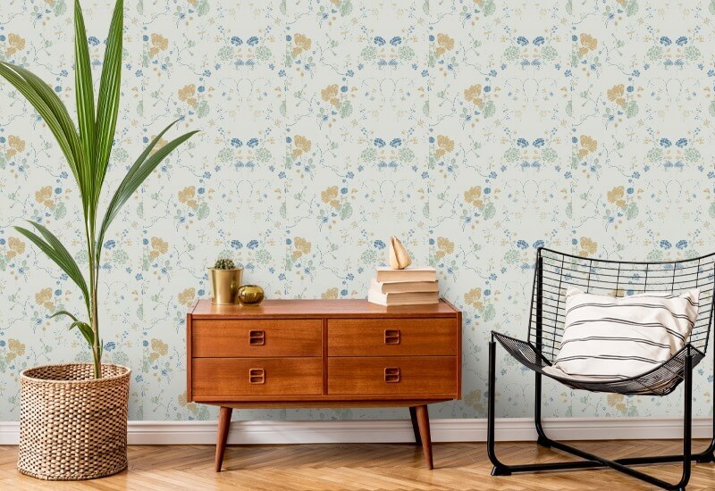 Dentelle florale Papier peint en coton naturel