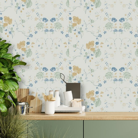 Kukkainen pitsi Luonnollinen puuvilla taustakuva