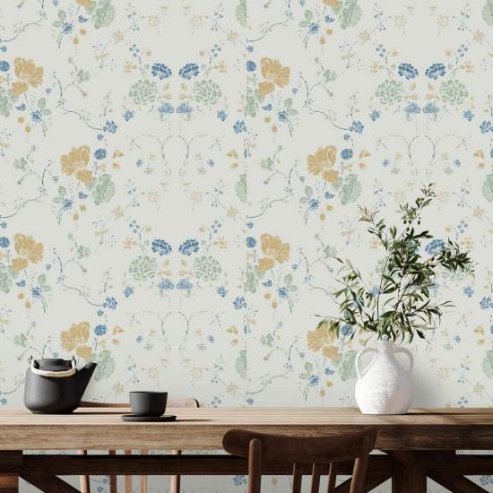 Blomsterblonder Naturlig bomuld tapet