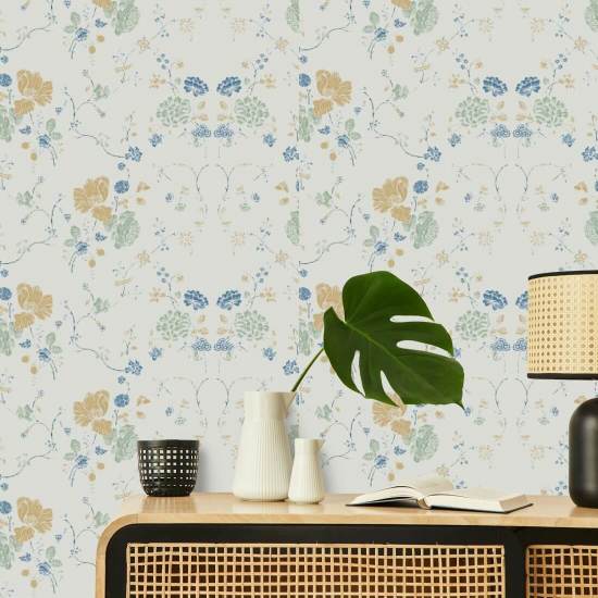 Dentelle florale Papier peint en coton naturel