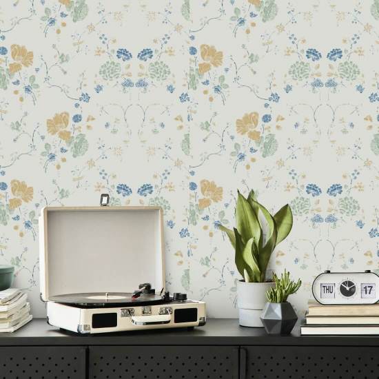 Dentelle florale Papier peint en coton naturel