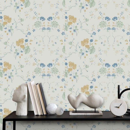 Floral Lace Natural Cotton Wallpaper