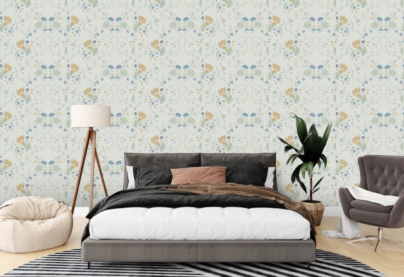 Encaje floral Papel pintado de algodón natural