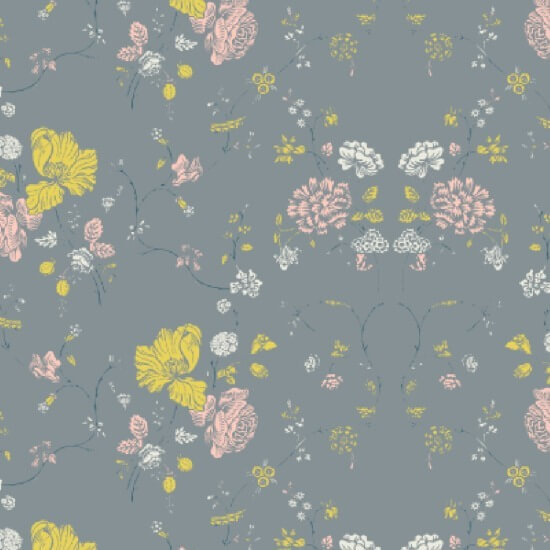 Kant met bloemen Stenen behang