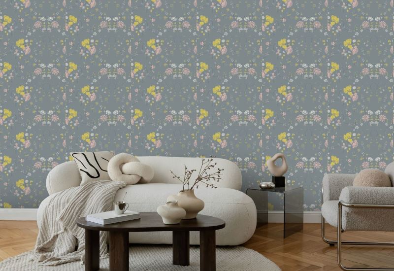 Encaje floral Papel pintado de piedra